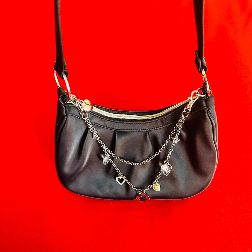 vintage black and silver shoulder bag